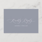 Dusty Blue Elegant QR Code RSVP Card Informatiekaartje (Voorkant)