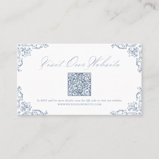 Dusty Blue Elegant QR code Website Kaart Plaatskaartje (Voorkant)