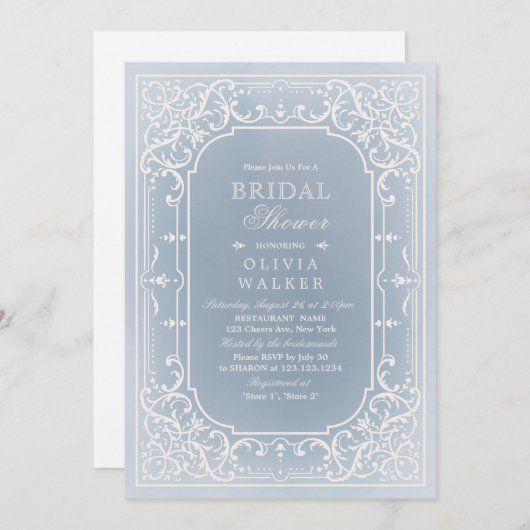 Dusty blue elegant romantisch  Vrijgezellenfeest Kaart (Voorkant / Achterkant)