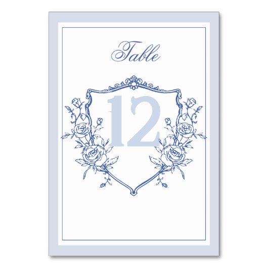 Dusty Blue Elegant  Rozen Crest Bruiloft Kaart (Achterkant)