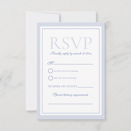Dusty Blue Elegant Rozen Crest Bruiloft RSVP Kaartje (Voorkant)