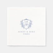 Dusty Blue Elegant Rozen Crest Bruiloft Servet (Voorkant)