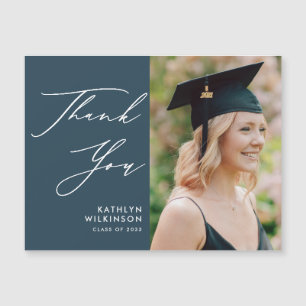 Dusty Blue Elegant Script Afstuderen Hartelijk dan