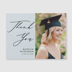 Dusty Blue Elegant Script Afstuderen Hartelijk dan