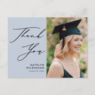 Dusty Blue Elegant Script Afstuderen Hartelijk dan Briefkaart