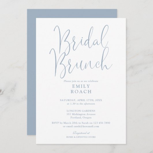 Dusty Blue Elegant Script Bruids Bunch Shower Kaart (Voorkant / Achterkant)