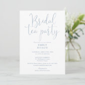 Dusty Blue Elegant Script Bruids Tea Party Douche Kaart (Staand voorkant)