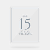 Dusty Blue Elegant Script Mariage Numéro de table (Recto)