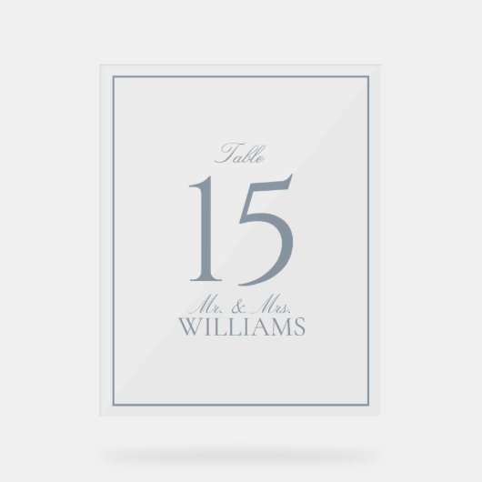 Dusty Blue Elegant Script Mariage Numéro de table (Recto)