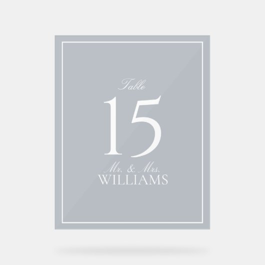 Dusty Blue Elegant Script Mariage Numéro de table (Recto)