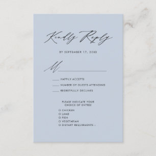 Dusty Blue Elegant Script Minimalistische bruiloft Informatiekaartje