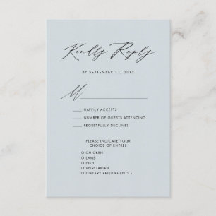 Dusty Blue Elegant Script Minimalistische bruiloft Informatiekaartje