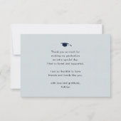 Dusty Blue Elegant Script Simple Photo Afstuderen Bedankkaart (Achterkant)