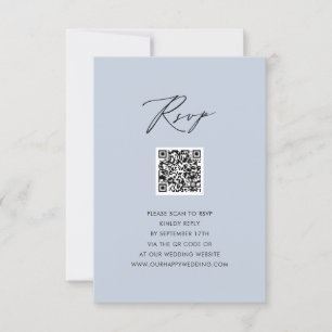 Dusty Blue Elegant Script Simple QR Wedding RSVP