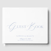 Dusty Blue Elegant Script Wedding Guest Book Gastenboek (Voorkant)
