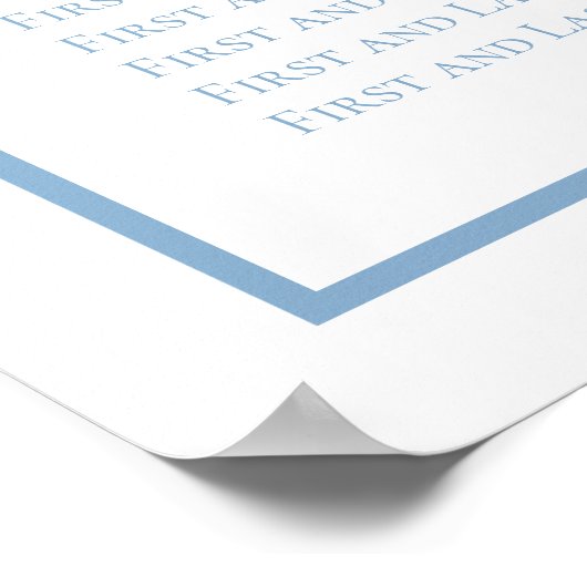 Dusty Blue Elegant Script Wedding Seating Chart Poster (Hoek)