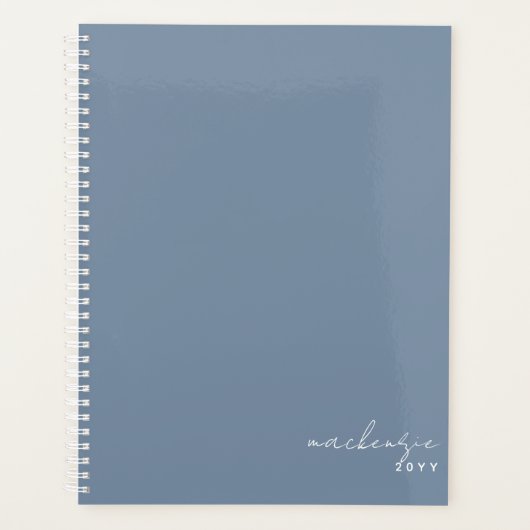 Dusty Blue Elegant Simple Minimalist Planner (Voorkant)