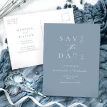 Dusty Blue Elegant Simple Save the Date