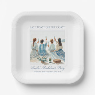 Dusty Blue Elegant Waterverf Coastal Last Toast Papieren Bordje
