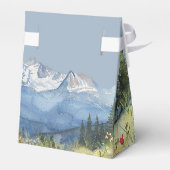 Dusty Blue Elegant Waterverf Mountain Wedding Bedankdoosjes (Achterkant)