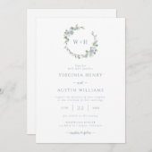 Dusty Blue Elegant Wedding Invitation (Devant / Derrière)