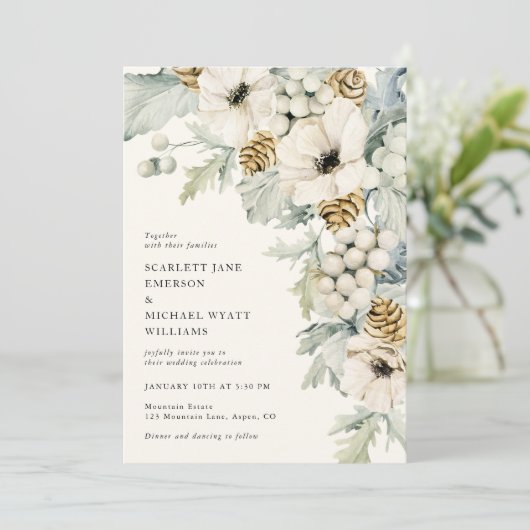 Dusty Blue Elegant Wedding Invitation (Debout devant)