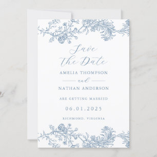  Dusty Blue Elegant Wedding Save the Date