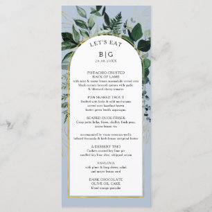 Dusty Blue elegante waterverf verlaten bruiloft di Menu