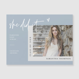 Dusty Blue Elle L'A Fait Graduation Photo Magnet