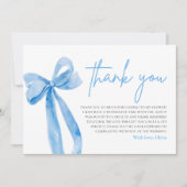 Dusty Blue Elle noue le noeud Carte de remerciemen (Devant)