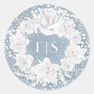 Dusty Blue en Baby's Breath Wedding Ronde Sticker