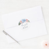 Dusty Blue en Blush Beach Bruiloft Ronde Sticker (Envelop)