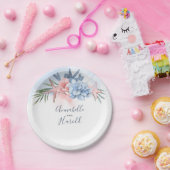 Dusty Blue en Blush Bestemming Strand Bruiloft Papieren Bordje (Feest)