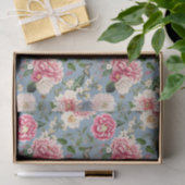 Dusty Blue en Blush Country Floral Pattern Tissuepapier (Geschenk)