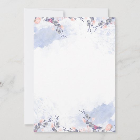 Dusty Blue en Blush Floral Baby shower Kaart (Achterkant)