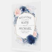 Dusty Blue en Blush Floral bruiloft Welkom Acryl Bord (Hoek)