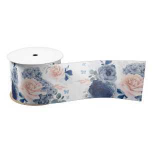 Dusty Blue en Blush Pink Floral Elegant Romantisch Lint