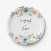 Dusty Blue en Blush Pink Wedding Papieren Bordje (Voorkant)