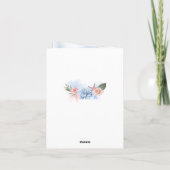Dusty Blue en Blush Waterverf Beach Bruiloft Bedankkaart (Achterkant)