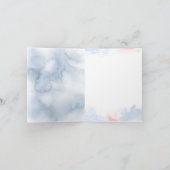 Dusty Blue en Blush Waterverf Beach Bruiloft Bedankkaart (Binnen)
