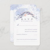 Dusty Blue en Blush Wedding RSVP (Voorkant / Achterkant)