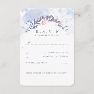 Dusty Blue en Blush Wedding RSVP Kaartje