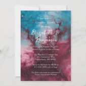 Dusty Blue en Bourgogne Alcohol Ink Couples Douche Kaart (Voorkant)