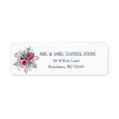 Dusty Blue en Bourgogne bruiloft adres Etiket (Voorkant)