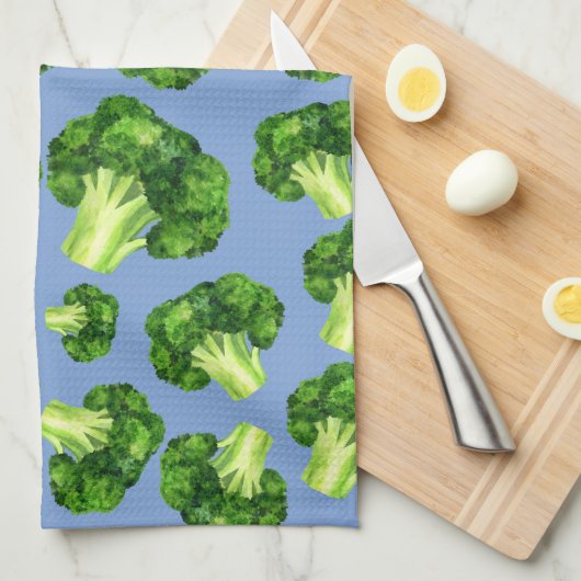 Dusty Blue en Broccoli Theedoek (Quarter Fold)
