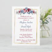 Dusty Blue en Burgundy Wedding Engagement Party I Kaart (Staand voorkant)