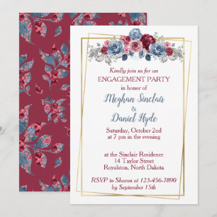 Dusty Blue en Burgundy Wedding Engagement Party I Kaart