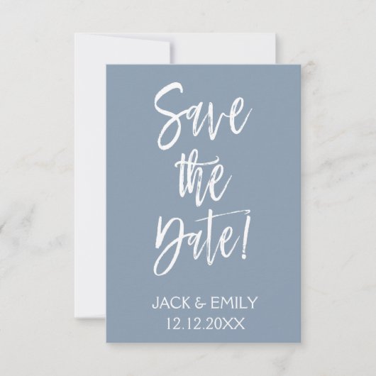 Dusty Blue en Cranberry Sla de datum op Save The Date (Voorkant)