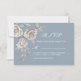 Dusty Blue en Dusty Roos Waterverf bruiloft RSVP Kaartje
