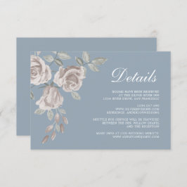 Dusty Blue en Dusty Roos Wedding Details Informatiekaartje